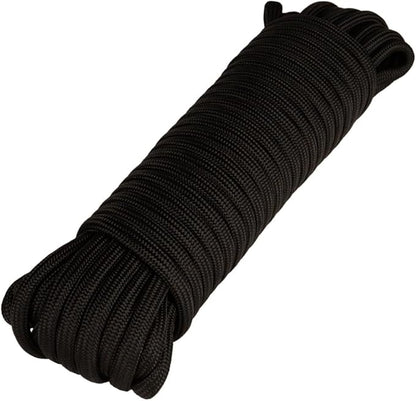 Rope  Cord Polypropylene 516" Utility Rope a Strong All-Purpose Rope for Camping, Flag Poles, Landscaping  More! a Black