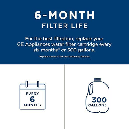 GE RPWFE Refrigerator Water Filter, Genuine Replacement Filter, Certified to Reduce Lead, Sulfur, and 50+ Other Impurities, Replace Every 6 Months for Best Results, Pack of 1