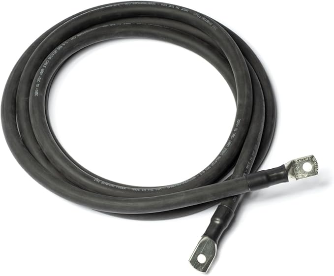 Spartan Power 2 Foot 40 AWG Black SpartanFlex Battery Cable with 38" Ring Terminals