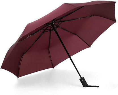 Compact Umbrella, Travel Umbrella Windproof 8 Ribs Auto Open & Close Wind Resistant, Small - Compact, Light, Automatic, Strong, Mini, Folding and Portable(Red)