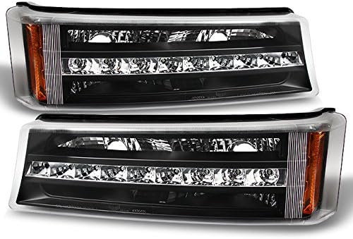 AKKON - For Chevy Silverado 1500 2500 3500 Avalanche LED Bumper Lights Turn Signal Lamps Black