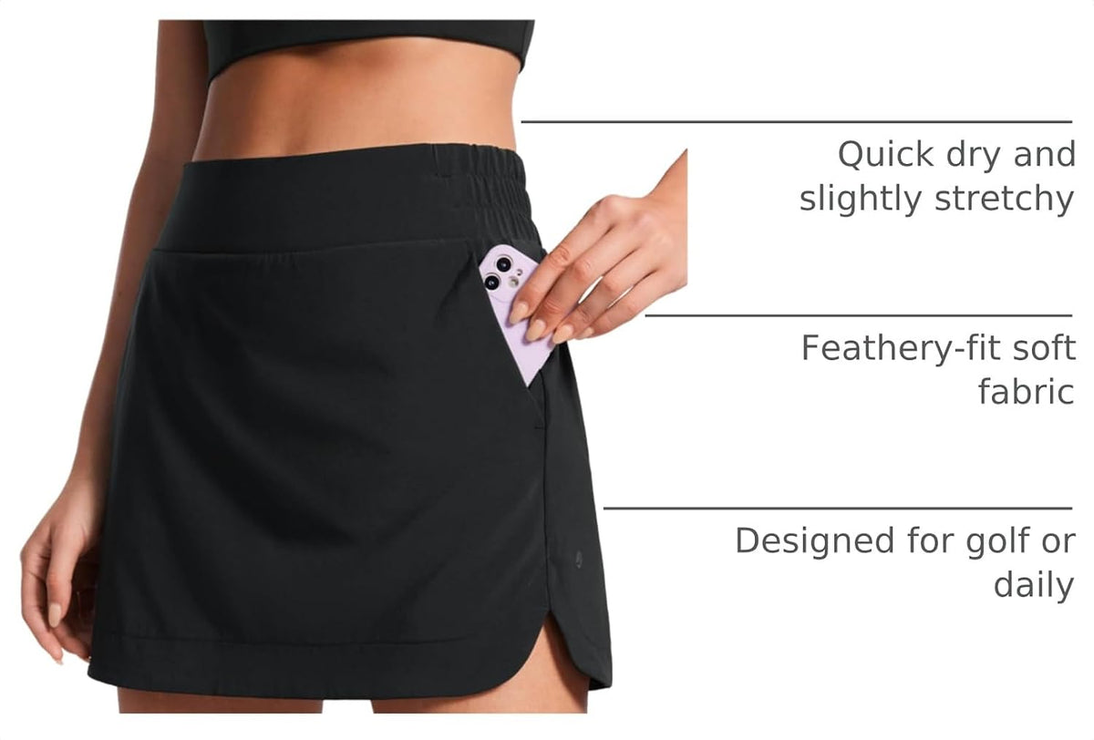 Versatile A-line skirts from CRZ YOGA with soft, quick-dry fabric and flexible fit for active lifestyle.