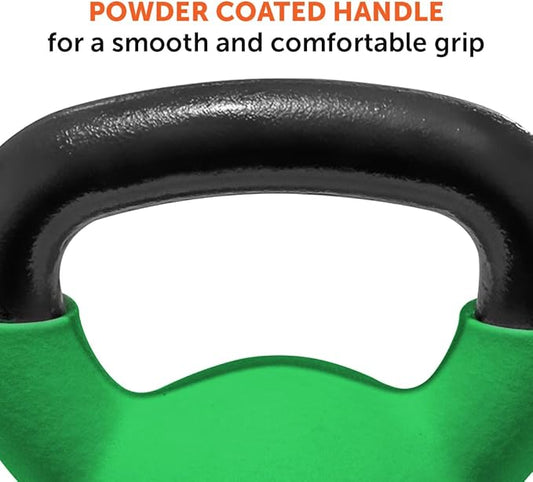 GYMENIST Kettlebell Fitness Iron Weights with Neoprene Coating Around The Bottom Half of The Metal Kettle Bell (15 lbs)