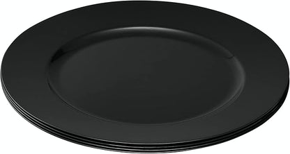 13'' Charger Plates Black Plastic Heavy Duty Disposable Dinner Chargers Serveware Dishes Platters Tableware Pack of 12