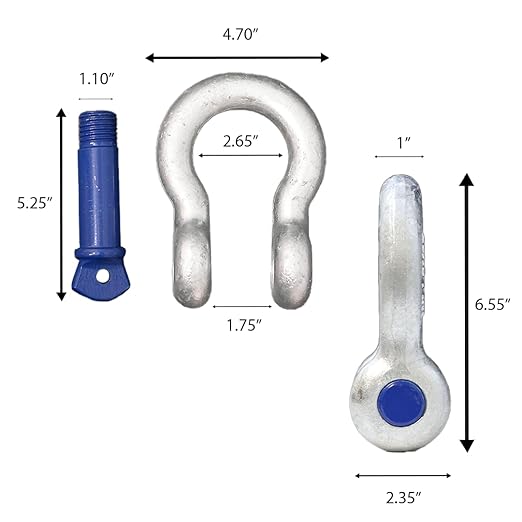 Forged Anchor Shackle 1  Heavy Duty Forged Steel - Versatile  Durable  Working Load Capacity up to 8.5 Ton - Corrosion  Rust Resistant - Towing, Rigging, and Heavy-Duty Equipment (1 Pack)