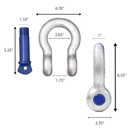 Forged Anchor Shackle 1  Heavy Duty Forged Steel - Versatile  Durable  Working Load Capacity up to 8.5 Ton - Corrosion  Rust Resistant - Towing, Rigging, and Heavy-Duty Equipment (1 Pack)