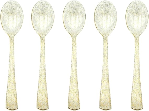 Gold Glitter Premium Quality Mini Spoons, 20 Count