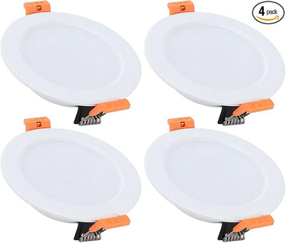 4 Pcs 4in RV Ceiling Dome Light 300LM 6000K Round Downlight Car Interior Lighting WhiteRV Recessed Downlight for Caravan Yacht DC 12V 3W
