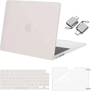 MOSISO Compatible with MacBook Air 13 inch Case 2025 2024 2023 2022 M4 A3240 M3 A3113 M2 A2681, Plastic Hard ShellKeyboard CoverScreen FilmType C for MacBook Air 13.6 inch Case, Stone Gray