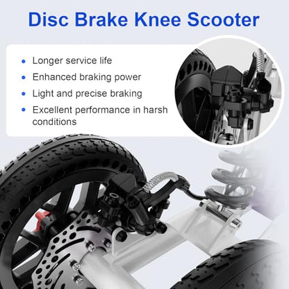 All Terrain Foldable Knee Scooter Walker, Disc Brake Knee Walker for Foot Injuries, Compact Crutches Alternative (Purple)