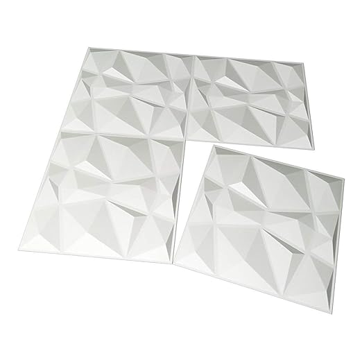 Art3d 19.7"x19.7" (Pack Of 12) Wall Panel 3D Pyramid, White
