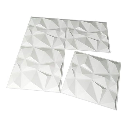 Art3d 19.7"x19.7" (Pack Of 12) Wall Panel 3D Pyramid, White