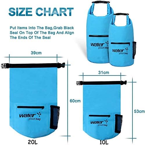 Waterproof Bag,10L20L Water Sports Dry Bag with Adjustable and Detachable Shoulder Strap for Kayaking, Boating, Hiking, Camping and Fishing (Blue, 20L)