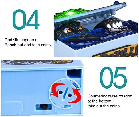 Electronic Coin Money Box, Automatic Stealing Coin Monster Dinosaur Coin Bank Piggy Toy Musical Movement Money Box Anime