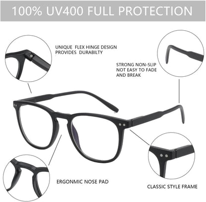 Reading Glasses for Women Men, Blue Light Blocking Glasses 2 Pack, Computer Readers, Spring Hinge