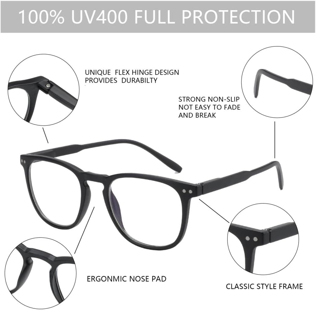 BLUEMOKY Blue Light Blocking Reading Glasses, 2 Pack