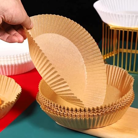 Air Fryer Disposable Paper Liner, Non-Stick Oil Resistant, Waterproof,Food Grade Baking Paper Baking Microwave Baking Paper (2 Colors) (Color : 25 Pcs Brown)