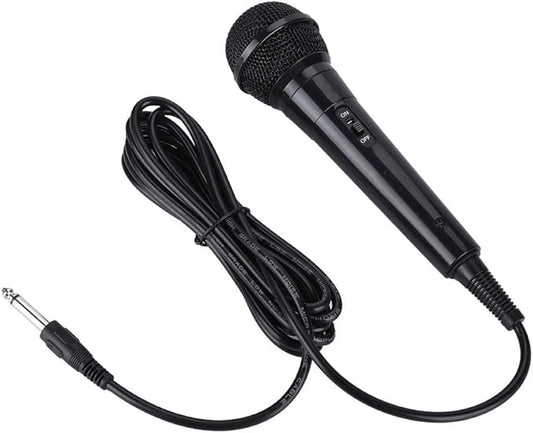 Akozon Wired Microphone with Cord, Portable Handheld Moving Coil Dynamic Clear Voice for Karaoke Black Mic Singing Speech Wedding Stage (Black)
