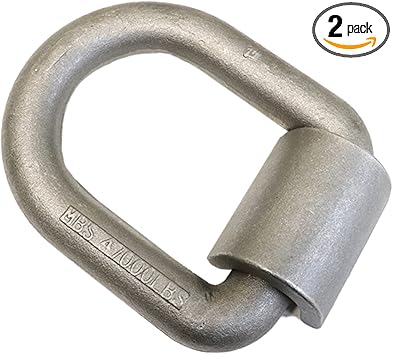 2 Pack - 1 Weld-On Heavy Duty Forged D Rings - 47,000LBS - Raw Finish, for Flatbeds Tie-Down Anchor
