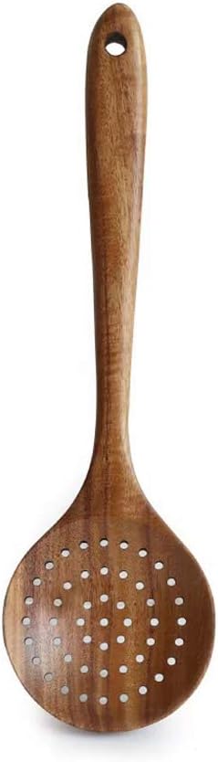 DDJSJ Teak Kitchen Utensils,Colander Ladle Skimmer Scoop Kitchenware Scoop Dipping Big Wooden Rice Long Handle Natural Utensils Handcrafted Cutlery Tool (scoop dipping(11x3.15in))...