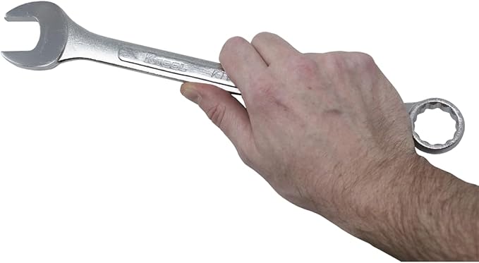K Tool International 41016 SAE Combination Chrome Wrench Set for Garages, Repair Shops and DIY, 14" to 1-14", Chrome plated, Heat Treated, Drop Forged Steel, Raised Panel, Roll-up Pouch, 16-Piece