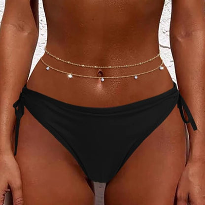 FIBO STEEL 18K Gold Plated Waist Chains Body Chains for Women Stainless Steel Bikini Belly Chains Layered Summer Beach Body Jewelry Adjustable