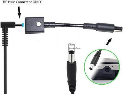 AC Power Cord Charger Laptop Adapter Tip Connector Converter for HP Pavilion Envy EliteBook Compaq Business NotebookThin Client Female Blue tip 4.5mm to 7.4mm