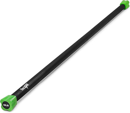 Yes4All Total Body Workout Weighted Bar, Resistance Band Bar, Racks for Strength Training, Exercise Bar for Yoga in Home and Gym - Single/Combo