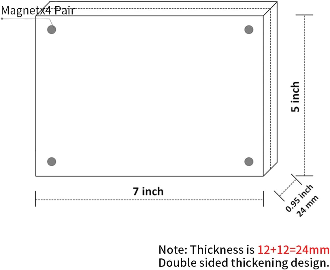 Sezanrpt 3 Pack Acrylic Picture Frames 5x7 Inch Free Standing, Clear Crystal 5'' x 7'' Picture Frame, Office Desktop Magnetic 5x7 Lucite Photo Frame for Specimens, Tickets, Stamps, Pictures Display
