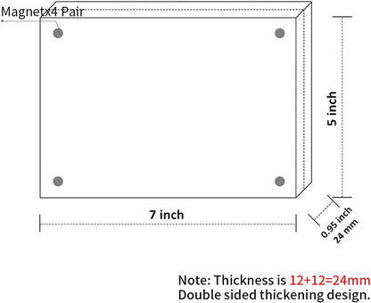 Sezanrpt 3 Pack Acrylic Picture Frames 5x7 Inch Free Standing, Clear Crystal 5'' x 7'' Picture Frame, Office Desktop Magnetic 5x7 Lucite Photo Frame for Specimens, Tickets, Stamps, Pictures Display