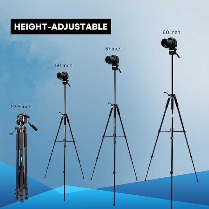 Ultimaxx Professional 60-inch Aluminum Alloy Tripod with Carrying Case Compatible with Canon, Nikon, Sony, Samsung, Olympus, Panasonic and Pentax DSLR Cameras  Camcorder