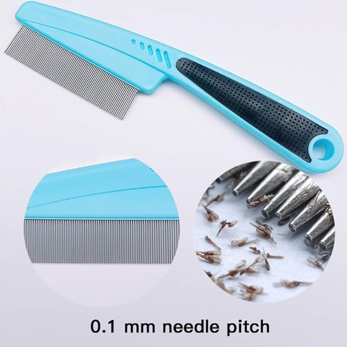 Flea Comb with Rubber Handle, Flea and Tick Combs for Dogs  Cats, Dog Comb for Grooming