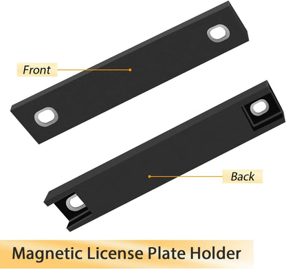 4 Pack License Plate Magnet, Premium Rubber Coated Magnetic License Plate Holder, Black Dealership Demo Tag Test Drives Temp Holder for Car Dealer Magnet License Plate, No Scratch for Car (screws not included)
