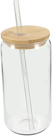 Travel with Glass Coffee Cup Iced Coffee Tumbler with Lid and Straw Bubble Tea Cups for On-the-go