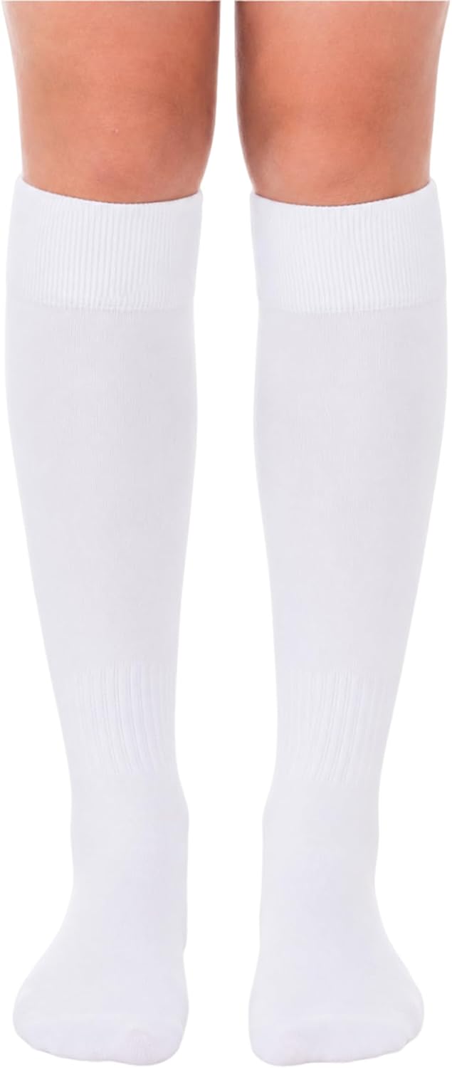 Knee High White Socks for Women - Soft Long Tube Socks for Outdoor Sport