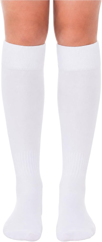 Knee High White Socks for Women - Soft Long Tube Socks for Outdoor Sport