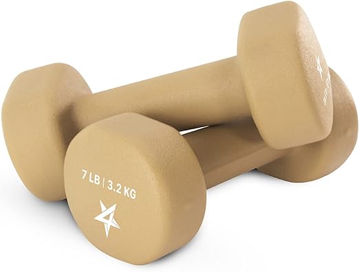 Yes4All Neoprene Coated Dumbbell Hand Weight Sets of 2 7lbs Weights - Multiple Weight Options with 15 Colors, Anti-roll, Anti-Slip