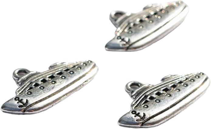 (10PCS) Ideal for DIY 10 Cruise Ship Silver Tone Charms SC3077