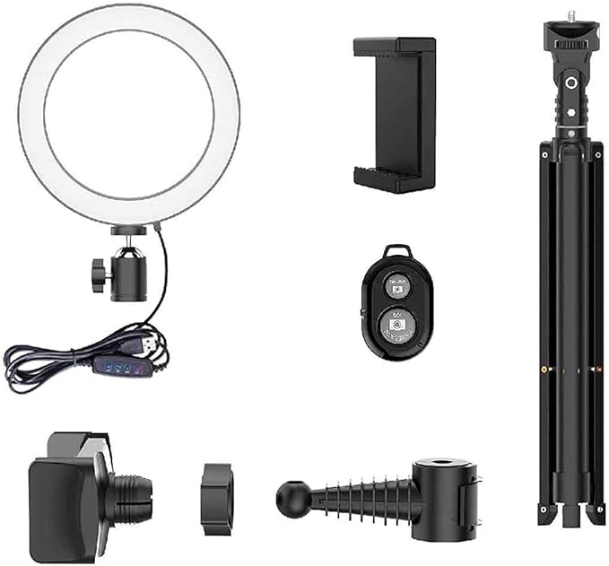 Bower 8" Selfie Ring Light Studio with Adjustable Tripod and Phone Holder  Professional Photo and Video Lighting Kit for Vlogging, Streaming, and Social Media Content Creation