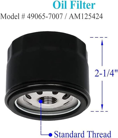 2 Pack 49065-0721 49065-7007 Oil Filter with Fuel Filter Compatiable with Kawasaki FR691V FR730V FR651V FR541V FR600V FX600V FS730 FX600V 4 Cycle Engine AM125424 GY20577 Lawn Mower Engine Parts