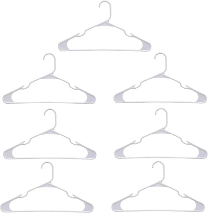 White Plastic Adult-Sized Hangers, 7 Hangers Per Package