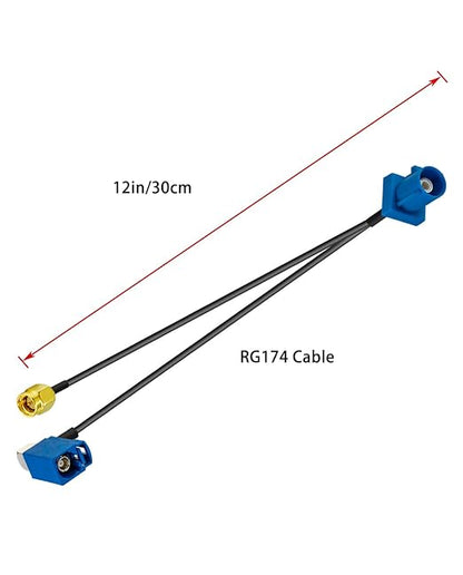 Fakra C GPS Antenna Extension Coaxial Cable Fakra C Male to SMA Male and Fakra C Female Y Type Pigtail Cable RG174 12in30cm for Car Radio