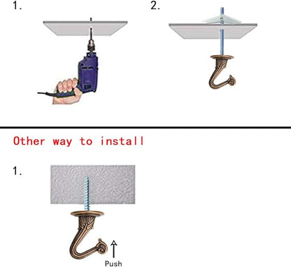 Wocoe 10 Sets Ceiling Hooks - Heavy Duty Swag Hook with Steel Screws Bolts and Toggle Wings for Hanging Plants and Toggle Wings Ceiling Installation Cavity Wall Fixing Brass
