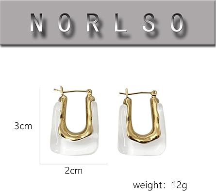 Chunky Clear Retro U Shaped Hoop Minimalist Square Resin Huggie Earrings for Women