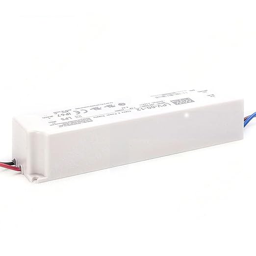 12V 60W Waterproof LED Driver & LPV-60-12 Power Adapter | IP67 Fanless Converter for LED Strips, CCTV, IoT Devices | 90-264VAC Input