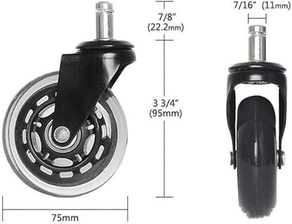 Caster Wheels,Trolley Wheels,2pcs 3 Inch Office Chair Caster Wheels Swivel Rubber Caster Wheels Soft Mute Safe Rollers Furniture Hardware BC-L (Color : Universal Wheel)