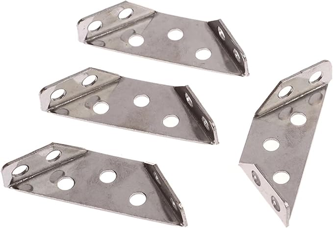 10pcs Universal Furniture Corner Connector Stainless Steel Corner Brace Without Screws Heavy Duty Angle Shelf Brackets for Wood