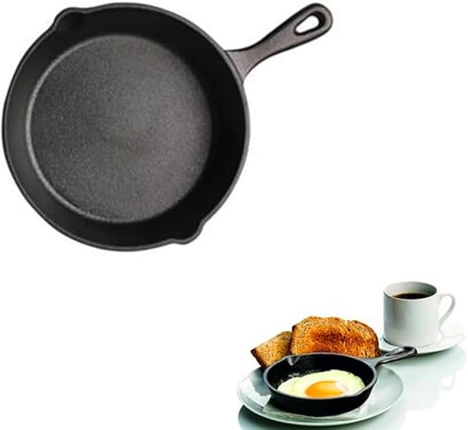 4 Inch Small Cast Iron Skillet, Pre Seasoned Mini Cast Iron Skillet, Camping Nonstick Frying Pan for Baked Brownie, Cookie, Egg Cakes Pan (Black)