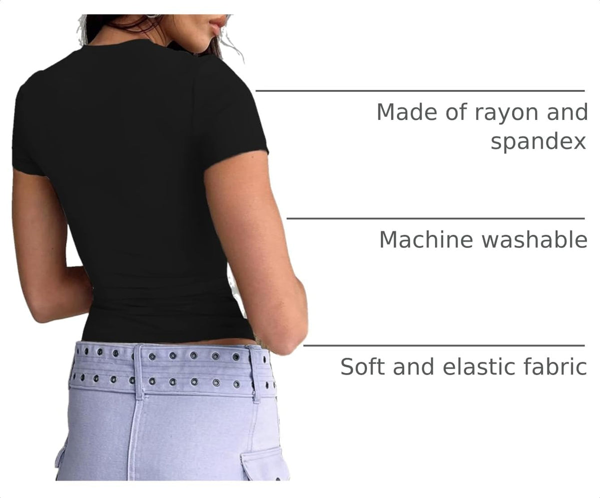 These soft, stretchy crop tops are perfect for everyday wear. The slim fit and crew neck design create a flattering look.