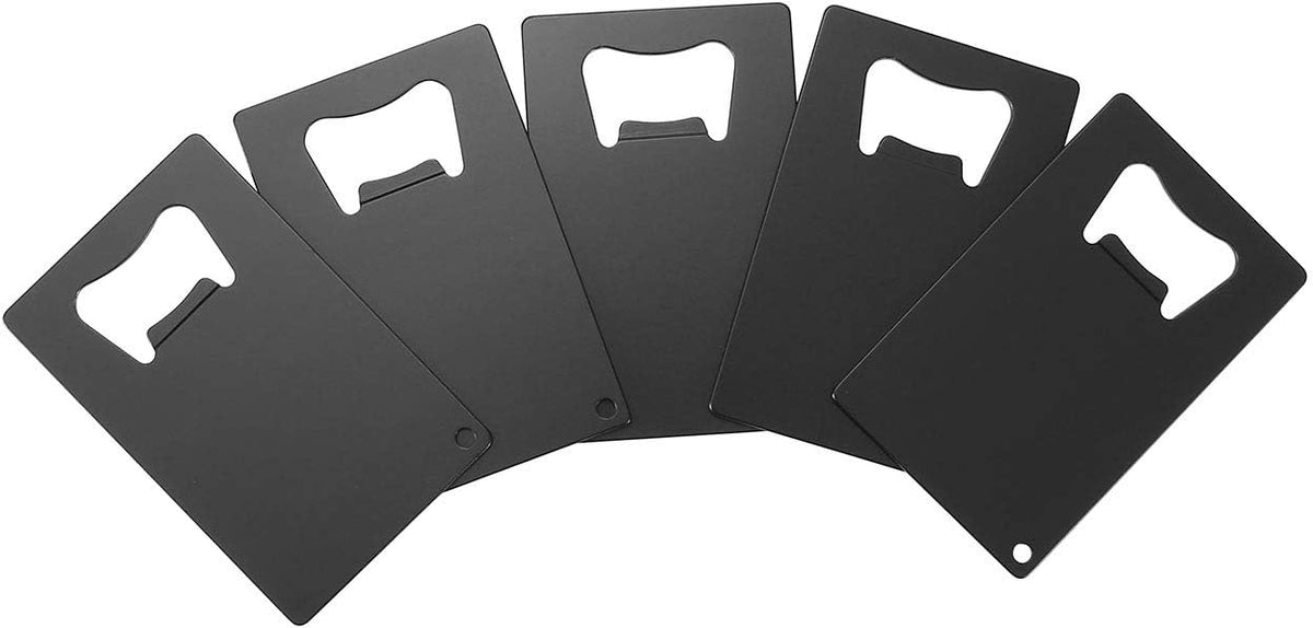 Wallet Bottle Opener, Cool & Funny Card Size Party Wedding Favors Beer Bottle Opener for Guest,Stainless Steel (2pcs-Black(